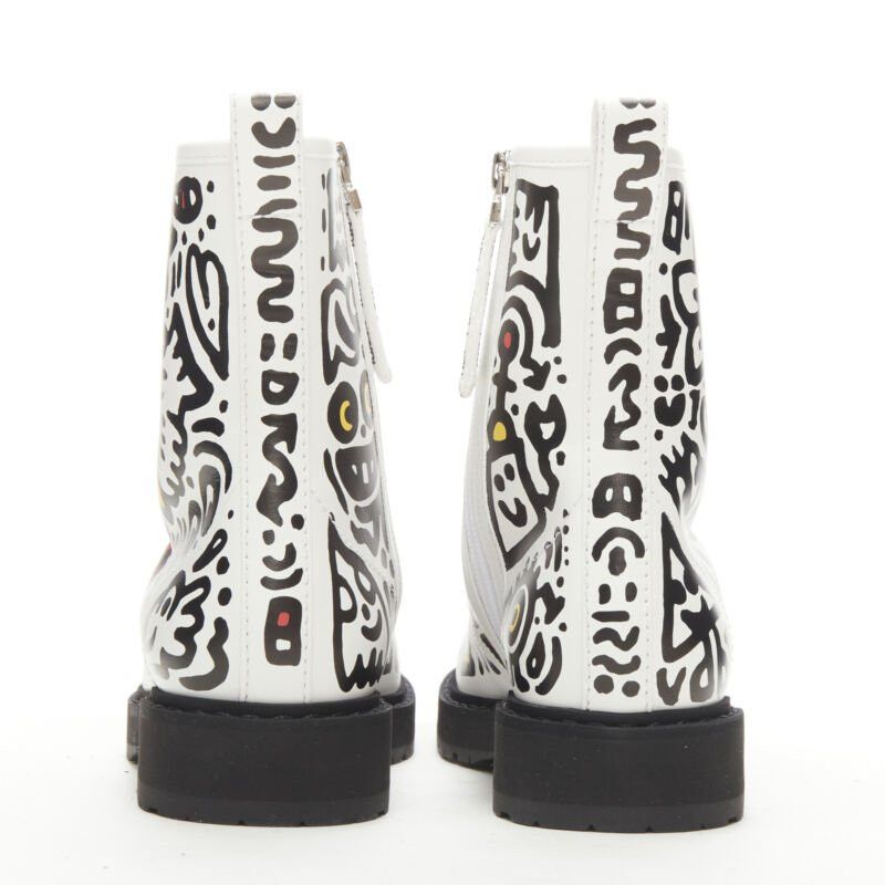Fendi rare FENDI MR DOODLE white logo graffiti print laced combat ankle boot EU36 Size US 6 / IT 36 - 5 Thumbnail