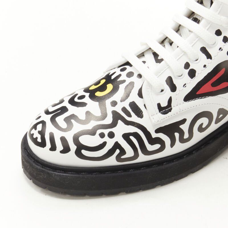 Fendi rare FENDI MR DOODLE white logo graffiti print laced combat ankle boot EU36 Size US 6 / IT 36 - 7 Thumbnail