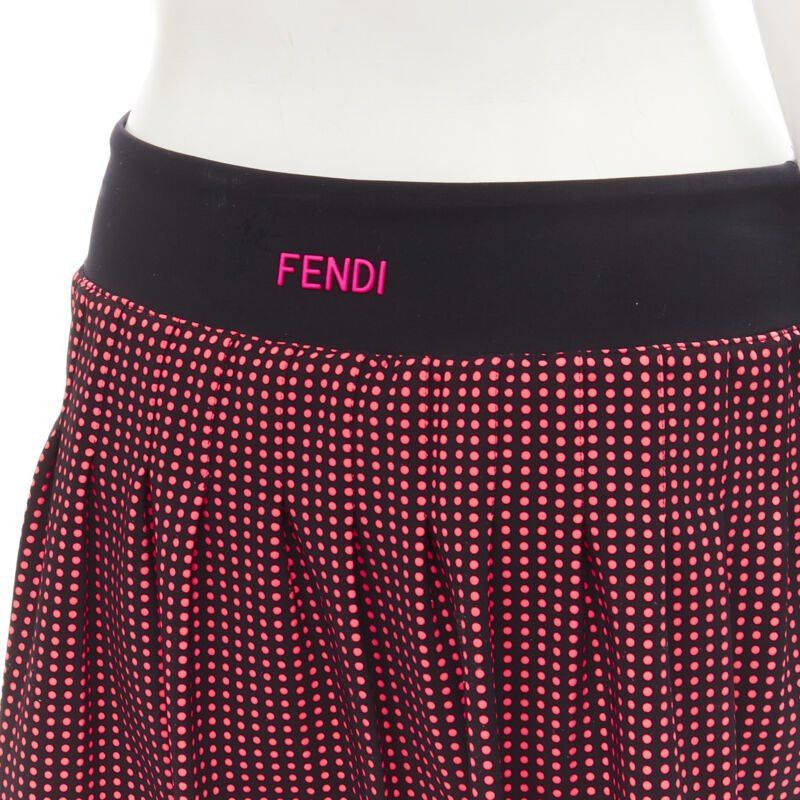 Fendi FENDI Activewear Karl Love black pink polka dot lined pleated skirt S Size 26" / US 2 / IT 38 - 7 Thumbnail