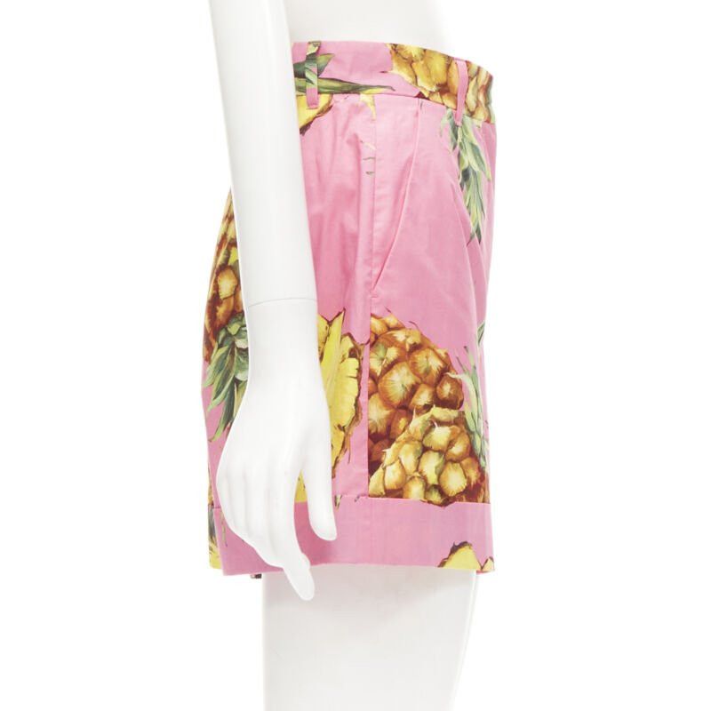 Dolce & Gabbana DOLCE GABBANA pink Pineapple print A-line high waisted shorts IT38 XS Size 26" / US 2 / IT 38 - 4 Thumbnail