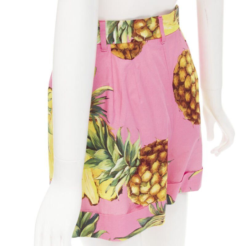 Dolce & Gabbana DOLCE GABBANA pink Pineapple print A-line high waisted shorts IT38 XS Size 26" / US 2 / IT 38 - 7 Thumbnail