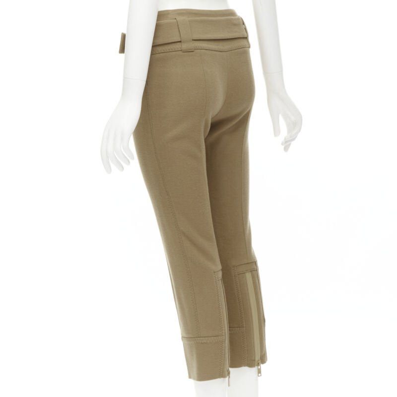 Prada PRADA Runway camel tan wool buckle belt tapered cropped pants XS Size 25" / US 0 / IT 36 - 6 Thumbnail