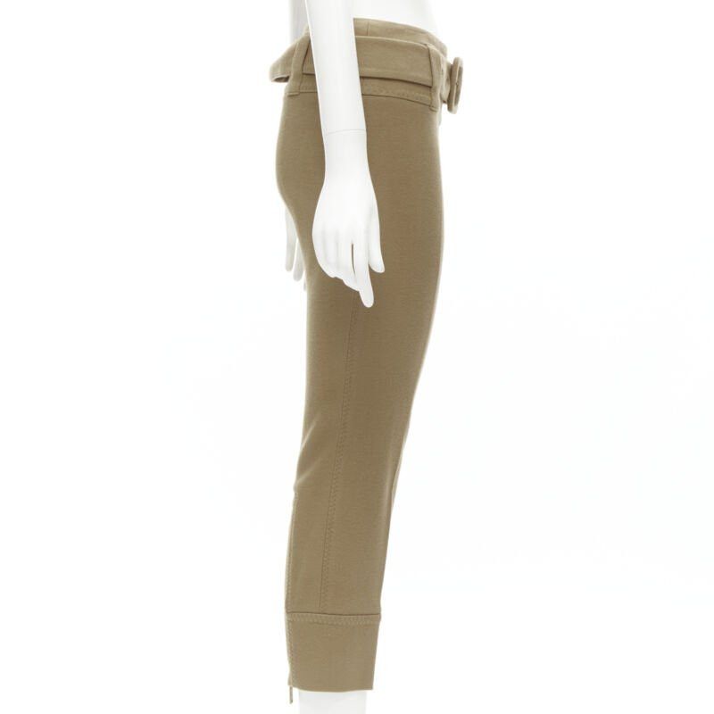Prada PRADA Runway camel tan wool buckle belt tapered cropped pants XS Size 25" / US 0 / IT 36 - 4 Thumbnail