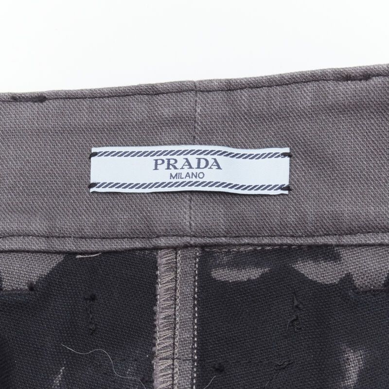 Prada PRADA black grey camo denim triangle logo cargo pocket shorts IT36 XS Size 25" / US 0 / IT 36 - 8 Thumbnail