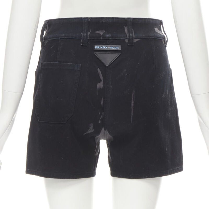 Prada PRADA black grey camo denim triangle logo cargo pocket shorts IT36 XS Size 25" / US 0 / IT 36 - 5 Thumbnail