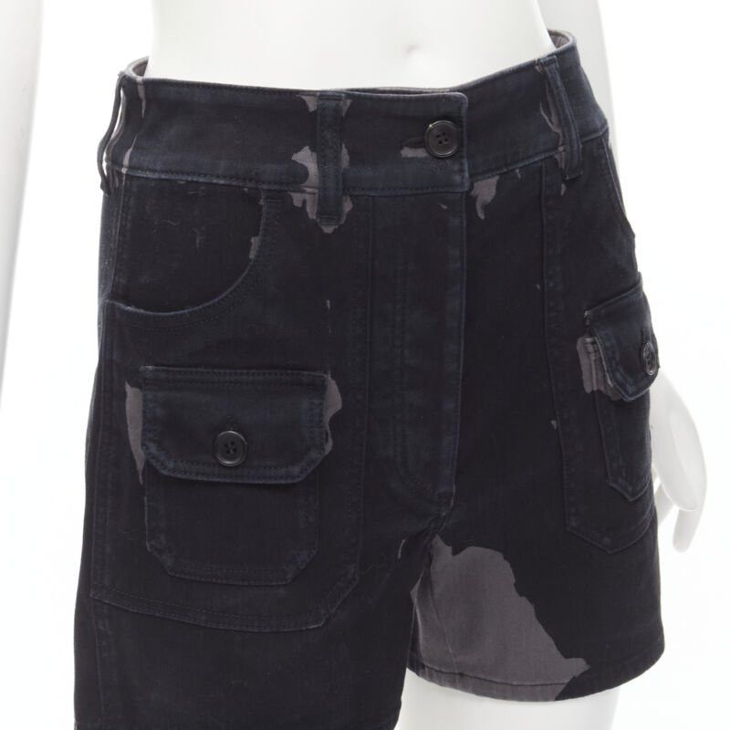 Prada PRADA black grey camo denim triangle logo cargo pocket shorts IT36 XS Size 25" / US 0 / IT 36 - 7 Thumbnail