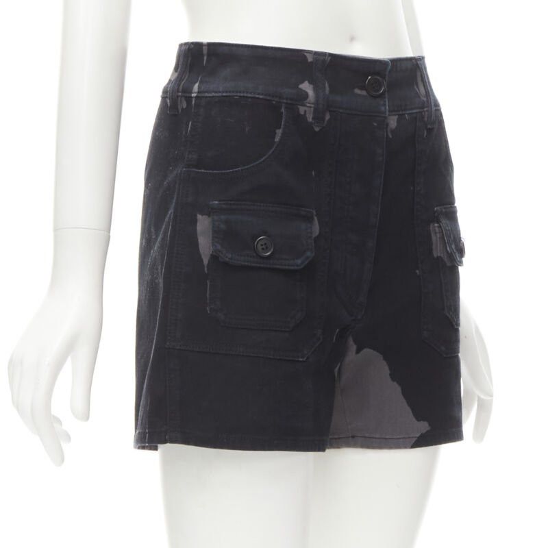 Prada PRADA black grey camo denim triangle logo cargo pocket shorts IT36 XS Size 25" / US 0 / IT 36 - 3 Thumbnail