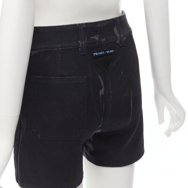 Prada PRADA black grey camo denim triangle logo cargo pocket shorts IT36 XS Size 25" / US 0 / IT 36 - 2 Thumbnail