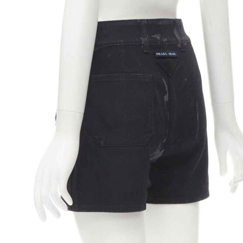 Prada PRADA black grey camo denim triangle logo cargo pocket shorts IT36 XS Size 25" / US 0 / IT 36 - 6 Thumbnail