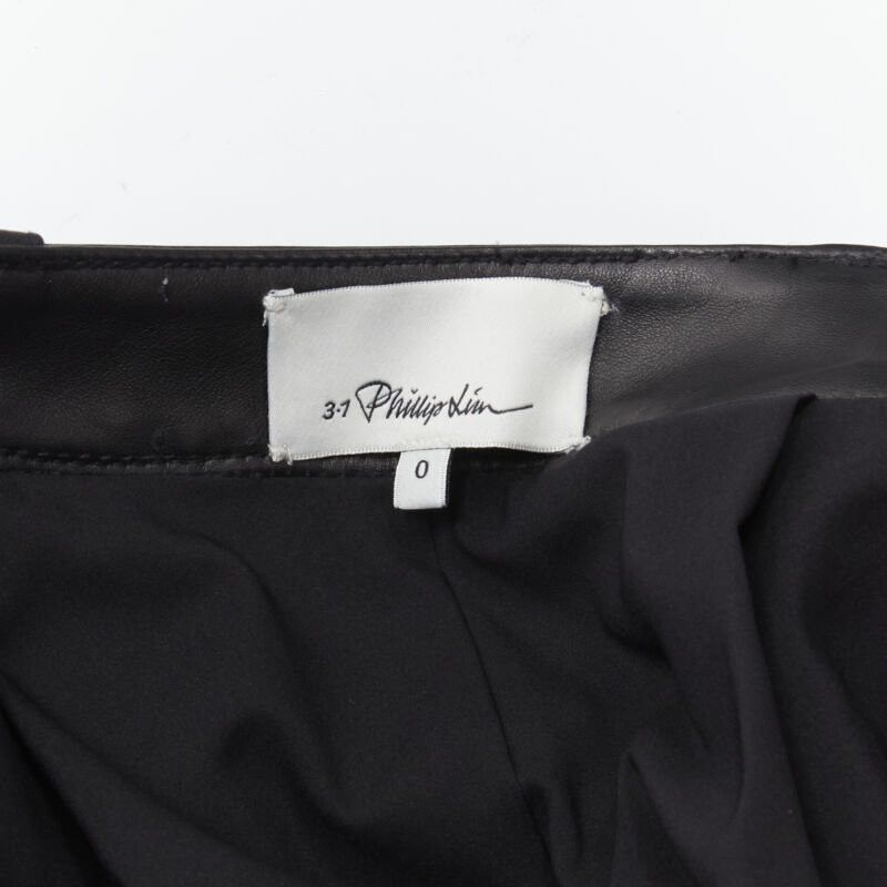 3.1 Phillip Lim 3.1 PHILLIP LIM black leather ruffle biker buckle high rise shorts US0 XS Size 25" / US 0 / IT 36 - 8 Thumbnail
