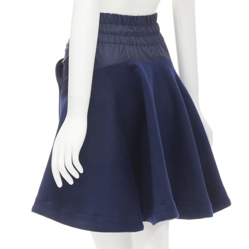 Nike SACAI NIKE navy blue nylon wool kick flared back skirt S Size 26" / US 2 / IT 38 - 6 Thumbnail