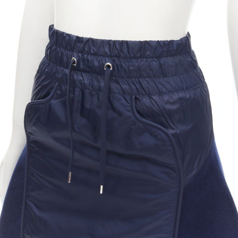 Nike SACAI NIKE navy blue nylon wool kick flared back skirt S Size 26" / US 2 / IT 38 - 7 Thumbnail