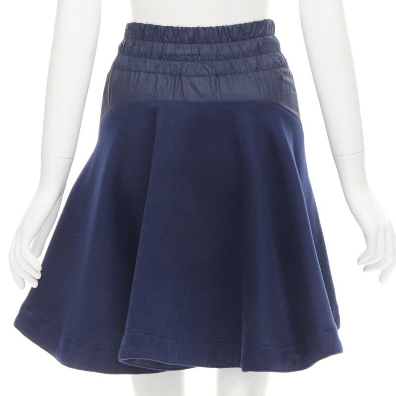 Nike SACAI NIKE navy blue nylon wool kick flared back skirt S Size 26" / US 2 / IT 38 - 5 Thumbnail