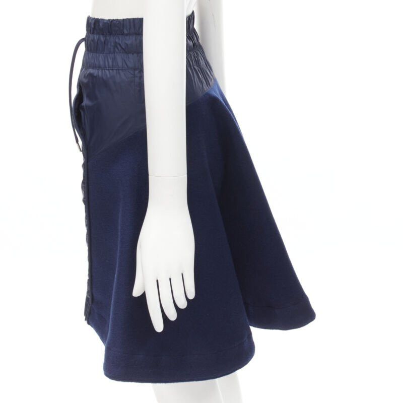 Nike SACAI NIKE navy blue nylon wool kick flared back skirt S Size 26" / US 2 / IT 38 - 8 Thumbnail