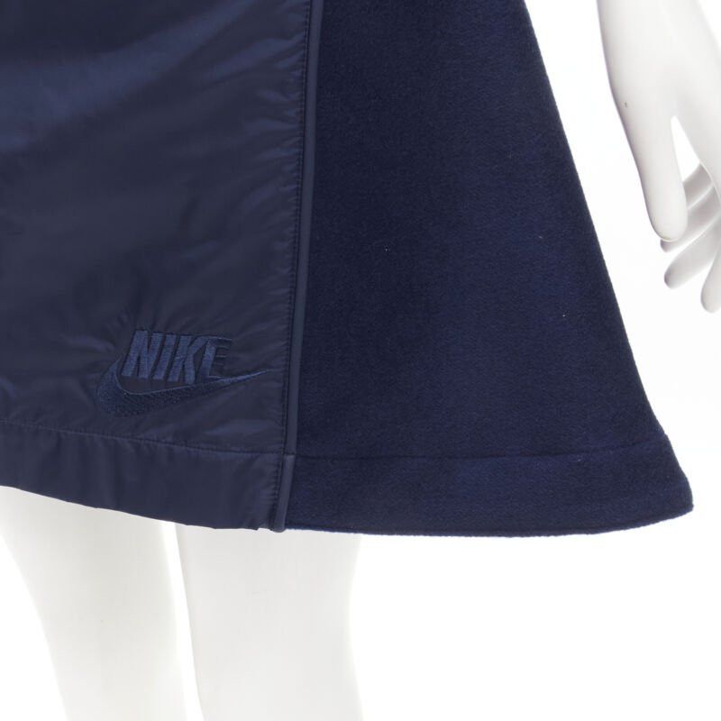 Nike SACAI NIKE navy blue nylon wool kick flared back skirt S Size 26" / US 2 / IT 38 - 2 Thumbnail