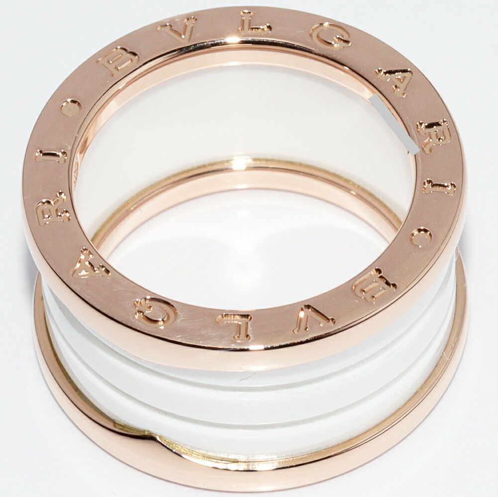 Bvlgari Bvlgari Bvlgari 18K Pink Gold x White Ceramic B.zero1 Ring 4 Band 346518 Size 13 Ceramic Ring 346518 DUTY FREE for USA Size ONE SIZE - 3 Thumbnail