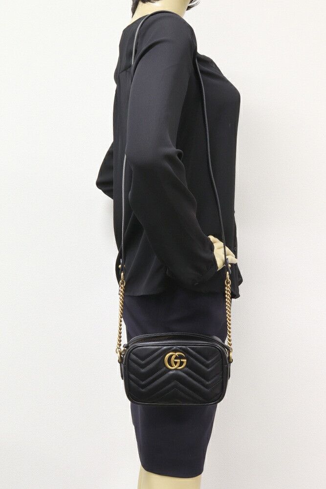 Gucci Gucci Gucci Calf GG Marmont Chain Mini Shoulder Bag 448065 DTD1T 1000 Leather Shoulder Bag 448065 DTD1T 1000 DUTY FREE for USA Size ONE SIZE - 2 Thumbnail