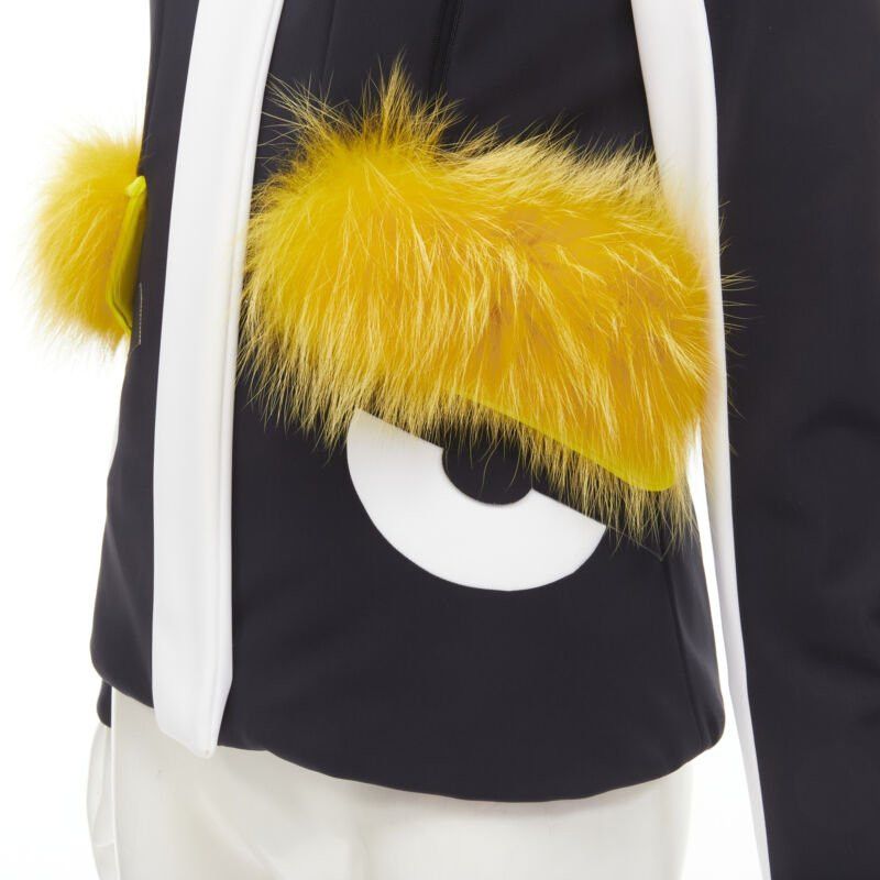Fendi new FENDI Monster Bug Eye black yellow fur trim ski jacket IT38 XS Size XS / US 0-2 / IT 36-38 - 9 Thumbnail