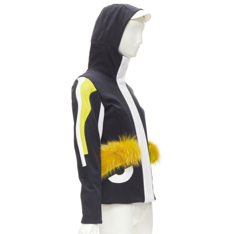 Fendi new FENDI Monster Bug Eye black yellow fur trim ski jacket IT38 XS Size XS / US 0-2 / IT 36-38 - 4 Thumbnail