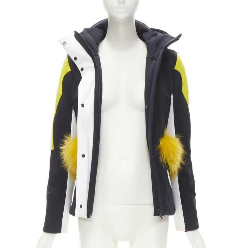 Fendi new FENDI Monster Bug Eye black yellow fur trim ski jacket IT38 XS Size XS / US 0-2 / IT 36-38 - 3 Thumbnail