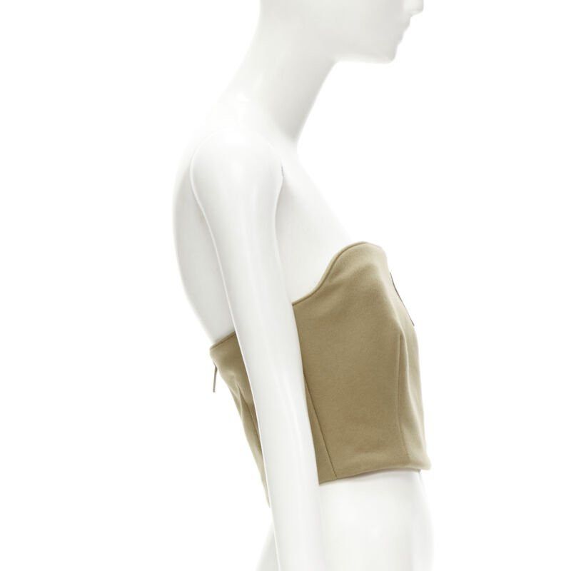 Prada PRADA 2018 Runway brown Sports Logo rubber badge wool strapless bustier S Size S / US 4 / IT 40 - 4 Thumbnail