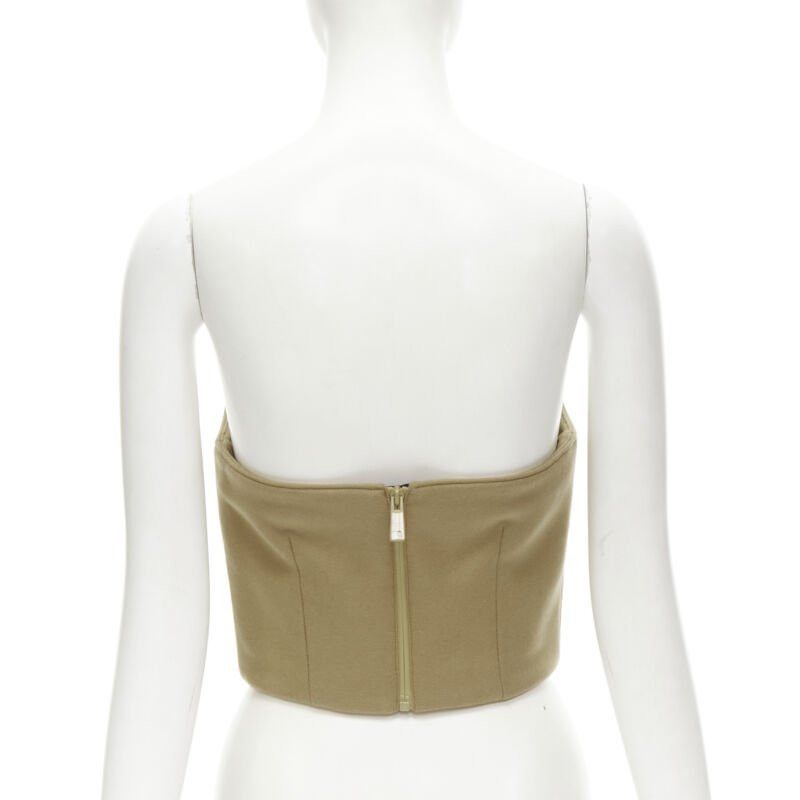 Prada PRADA 2018 Runway brown Sports Logo rubber badge wool strapless bustier S Size S / US 4 / IT 40 - 5 Thumbnail
