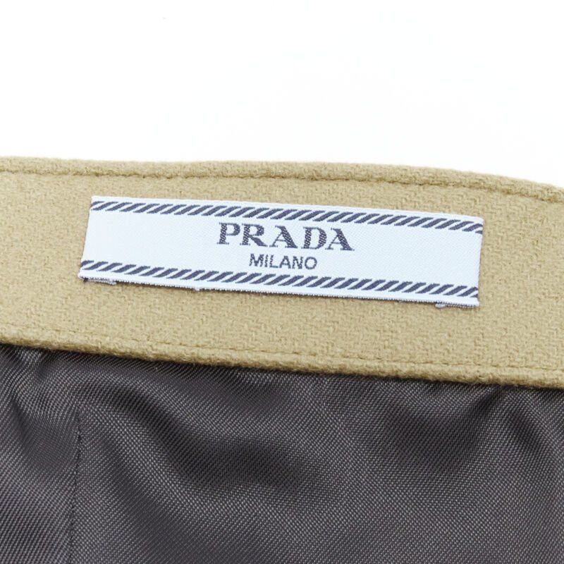 Prada PRADA 2018 Runway brown Sports Logo rubber badge wool strapless bustier S Size S / US 4 / IT 40 - 8 Thumbnail