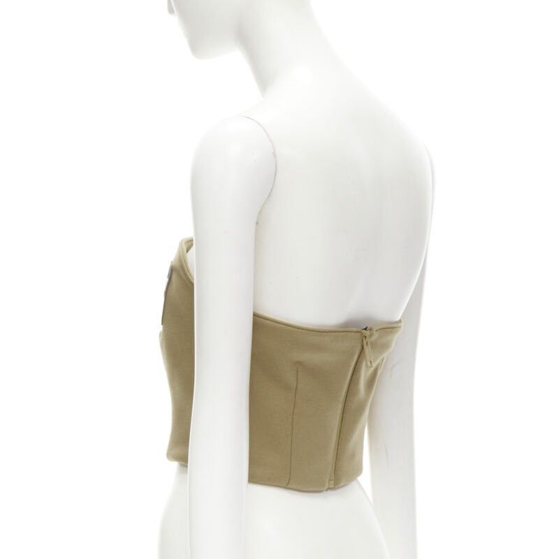 Prada PRADA 2018 Runway brown Sports Logo rubber badge wool strapless bustier S Size S / US 4 / IT 40 - 6 Thumbnail