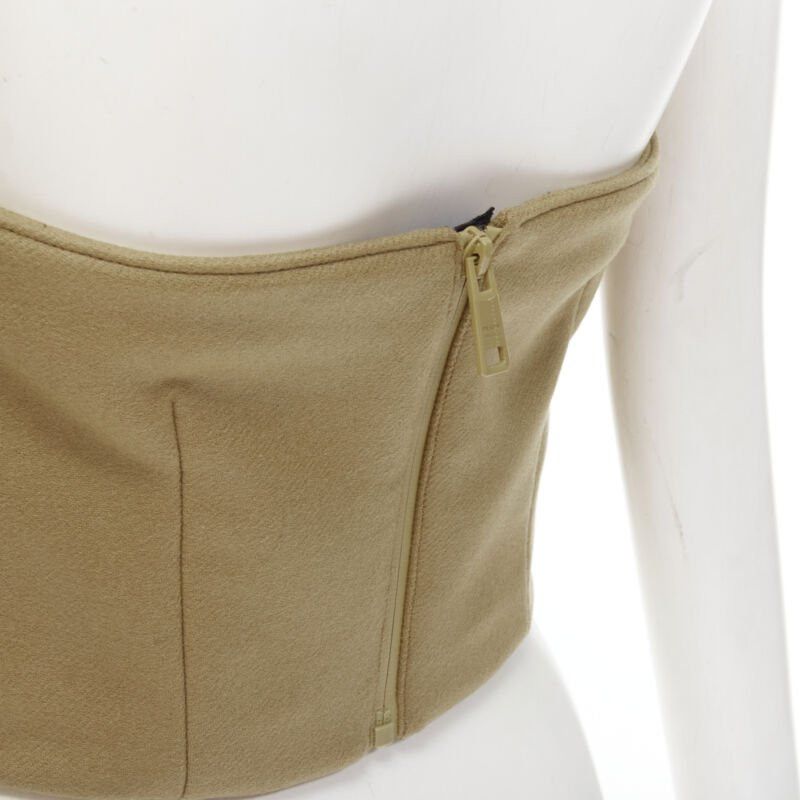 Prada PRADA 2018 Runway brown Sports Logo rubber badge wool strapless bustier S Size S / US 4 / IT 40 - 7 Thumbnail