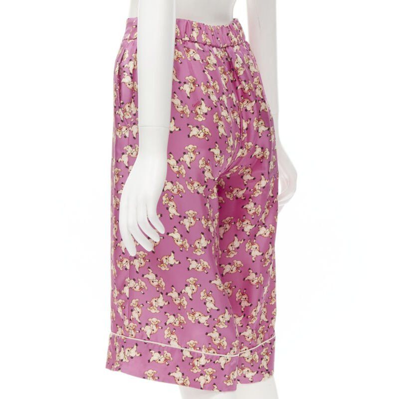 Gucci new GUCCI CNY 2019 100% silk pink piggy print cropped pajama shirt IT36 XS rare Size 25" / US 0 / IT 36 - 6 Thumbnail