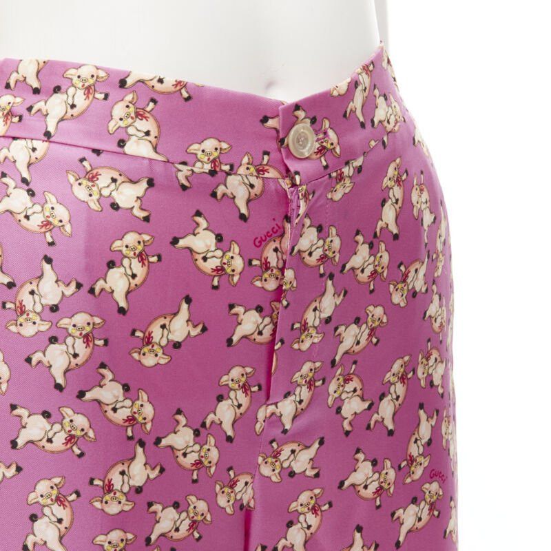 Gucci new GUCCI CNY 2019 100% silk pink piggy print cropped pajama shirt IT36 XS rare Size 25" / US 0 / IT 36 - 2 Thumbnail