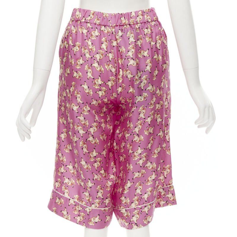 Gucci new GUCCI CNY 2019 100% silk pink piggy print cropped pajama shirt IT36 XS rare Size 25" / US 0 / IT 36 - 5 Thumbnail