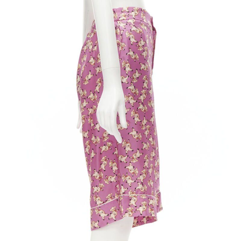 Gucci new GUCCI CNY 2019 100% silk pink piggy print cropped pajama shirt IT36 XS rare Size 25" / US 0 / IT 36 - 4 Thumbnail