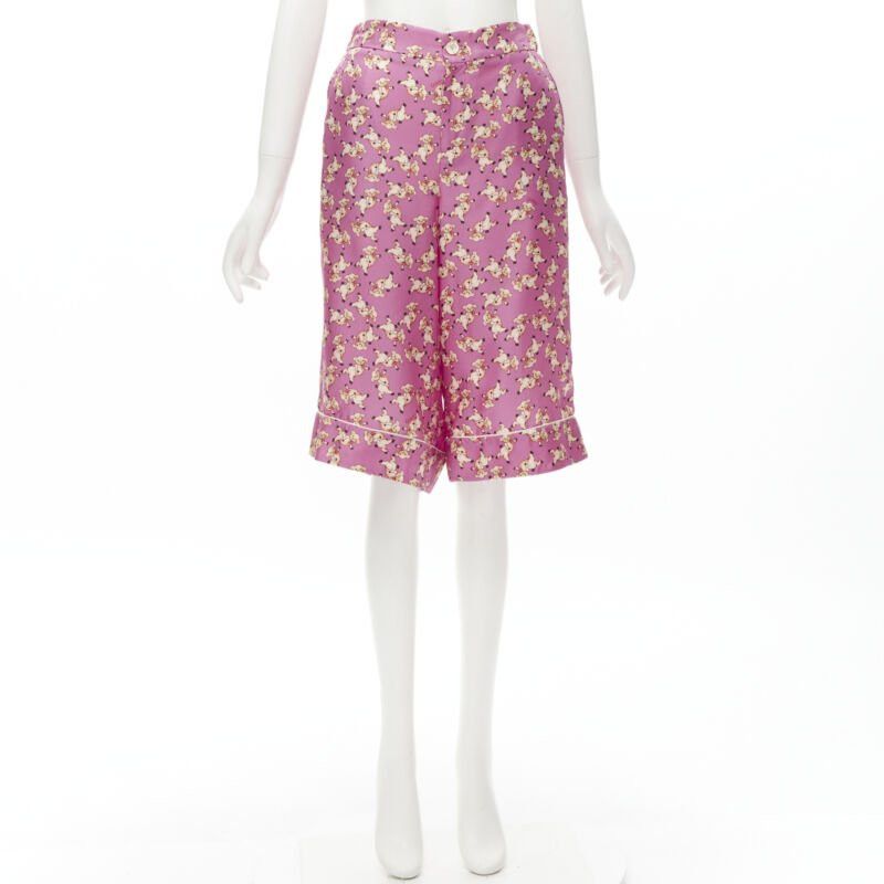 Gucci new GUCCI CNY 2019 100% silk pink piggy print cropped pajama shirt IT36 XS rare Size 25" / US 0 / IT 36 - 9 Thumbnail