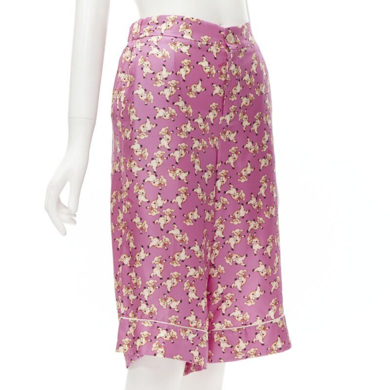 Gucci new GUCCI CNY 2019 100% silk pink piggy print cropped pajama shirt IT36 XS rare Size 25" / US 0 / IT 36 - 3 Thumbnail