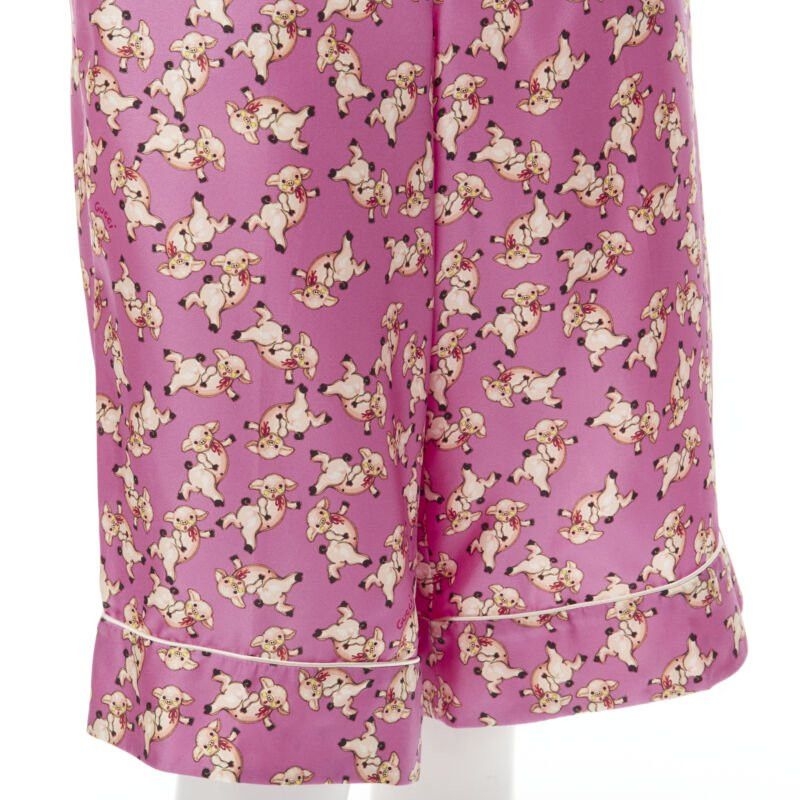 Gucci new GUCCI CNY 2019 100% silk pink piggy print cropped pajama shirt IT36 XS rare Size 25" / US 0 / IT 36 - 7 Thumbnail