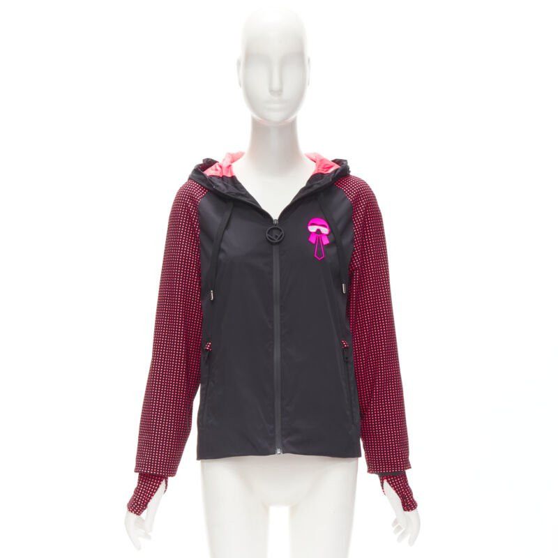 Fendi FENDI Karl Loves black pink polka dot nylon activewear windbreaker jacket Size XS / US 0-2 / IT 36-38 - 10 Thumbnail