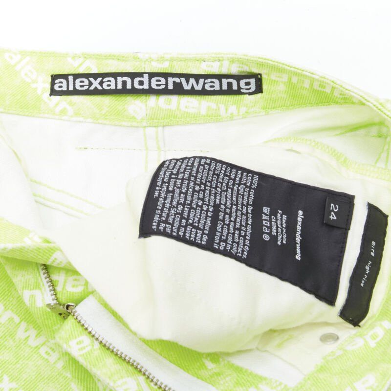 Alexander Wang ALEXANDER WANG Bite High Rise green logo print cut off denim shorts 24" Size 24" / US 00 / IT 34 - 8 Thumbnail