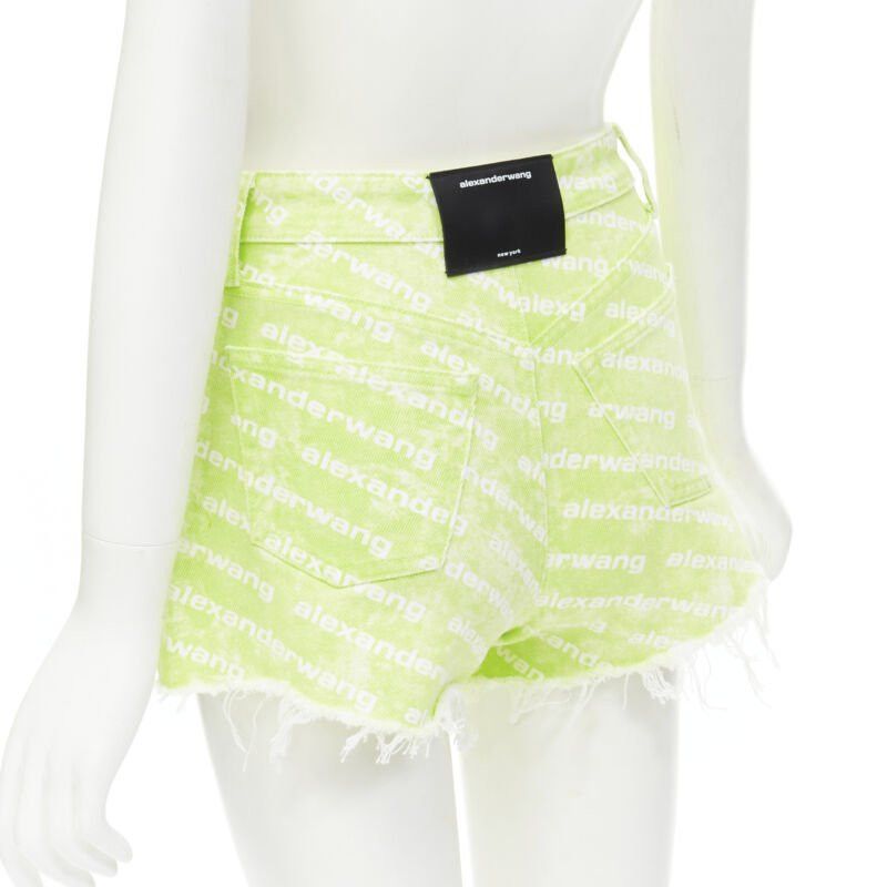 Alexander Wang ALEXANDER WANG Bite High Rise green logo print cut off denim shorts 24" Size 24" / US 00 / IT 34 - 2 Thumbnail