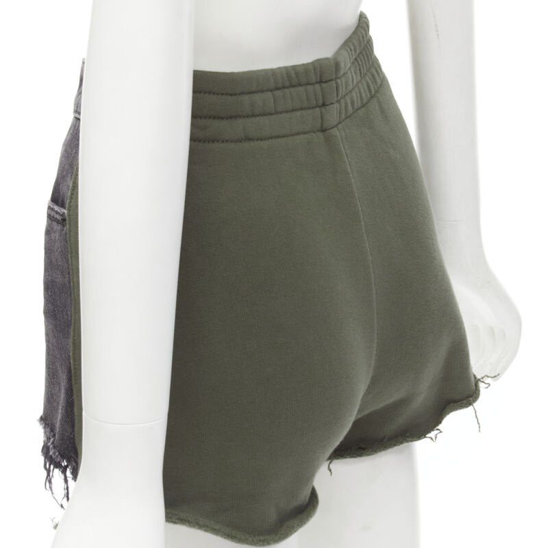Alexander Wang ALEXANDER WANG Bite Clash High Rise black denim green sweats cut off shorts 24" Size 24" / US 00 / IT 34 - 2 Thumbnail