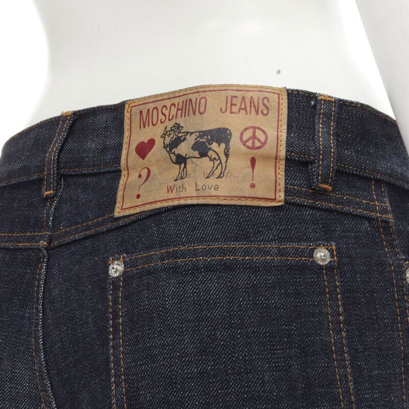 Moschino rare MOSCHINO JEANS Vintage dark denim hair clip embroidered cargo jeans IT38 XS Size 26" / US 2 / IT 38 - 9 Thumbnail