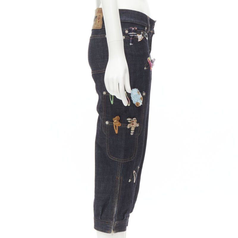 Moschino rare MOSCHINO JEANS Vintage dark denim hair clip embroidered cargo jeans IT38 XS Size 26" / US 2 / IT 38 - 4 Thumbnail