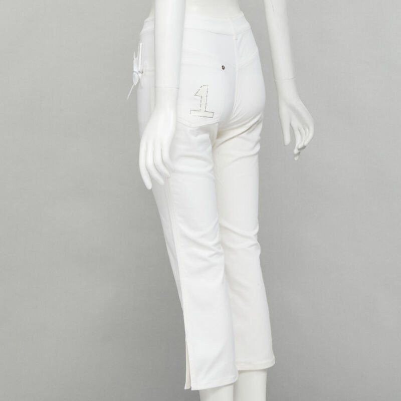 Dior CHRISTIAN DIOR John Galliano Y2K crystal 3D petal cropped flare jeans Size 26" / US 2 / IT 38 - 6 Thumbnail