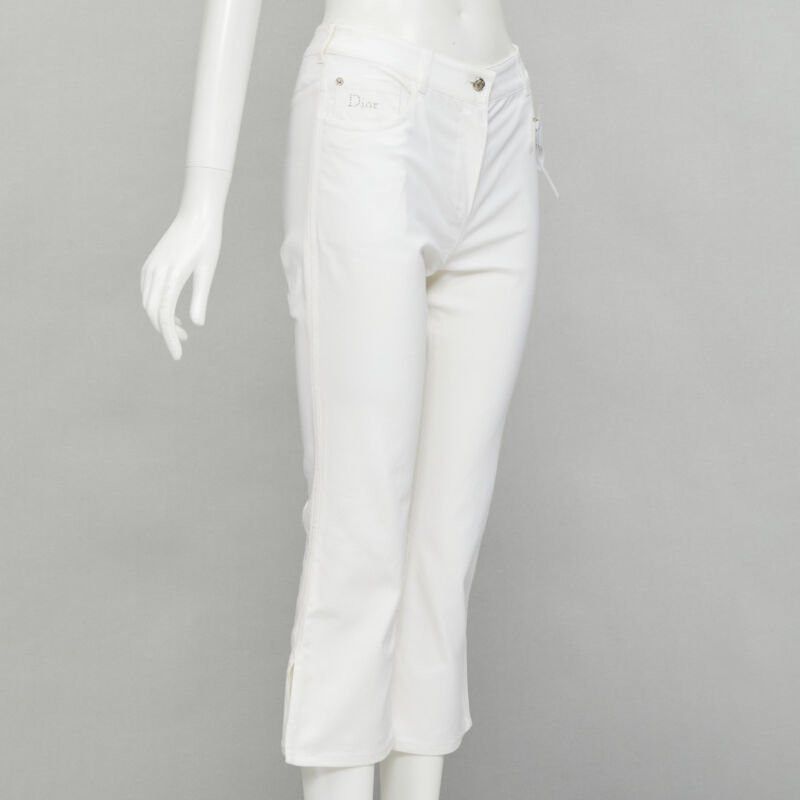 Dior CHRISTIAN DIOR John Galliano Y2K crystal 3D petal cropped flare jeans Size 26" / US 2 / IT 38 - 3 Thumbnail