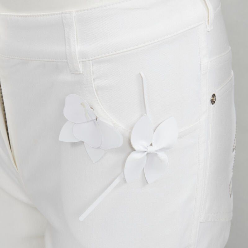 Dior CHRISTIAN DIOR John Galliano Y2K crystal 3D petal cropped flare jeans Size 26" / US 2 / IT 38 - 7 Thumbnail