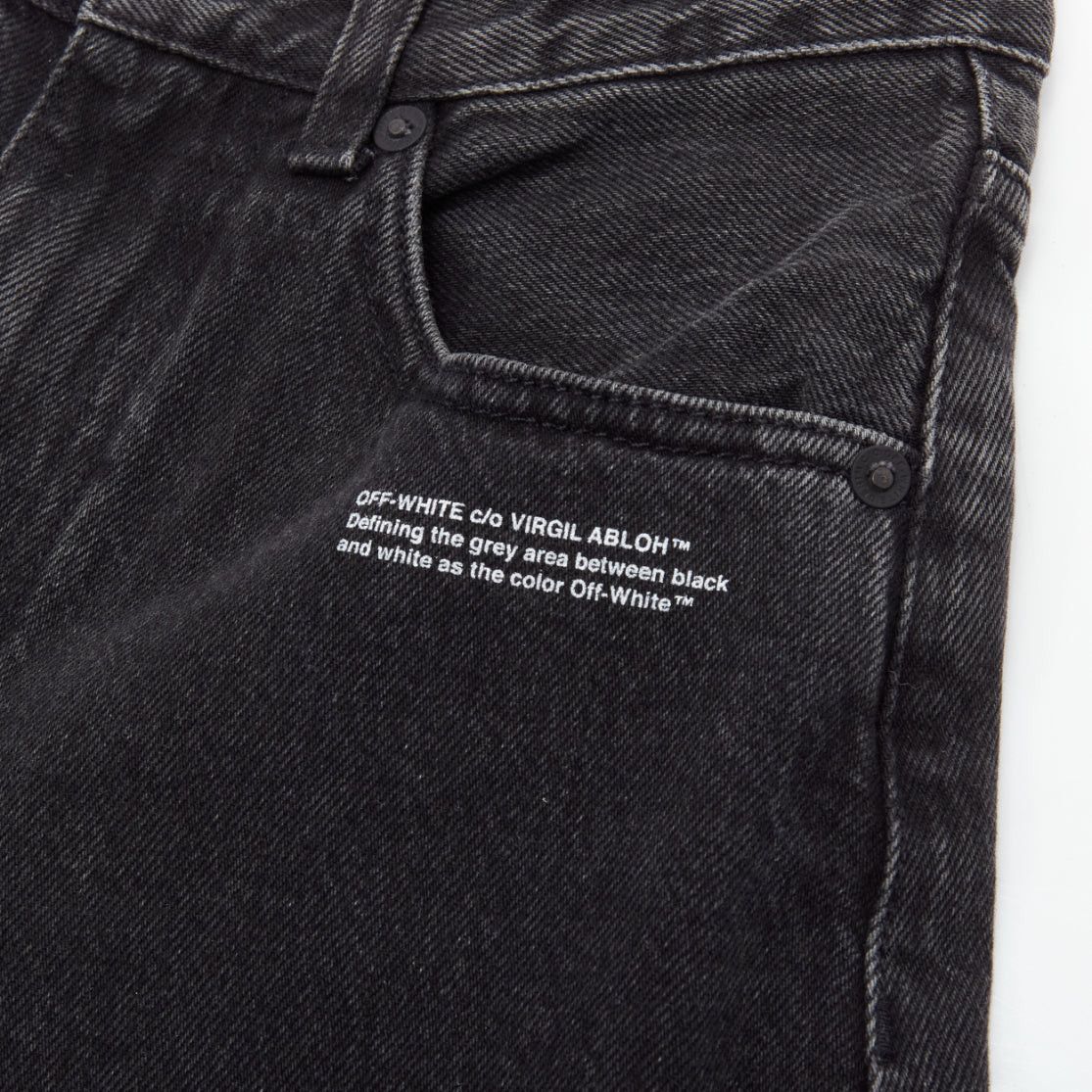 Off-White OFF WHITE C/O VIRGIL ABLOH black denim logo pin frayed hem wide culotte jeans XS Size 26" / US 2 / IT 38 - 4 Thumbnail