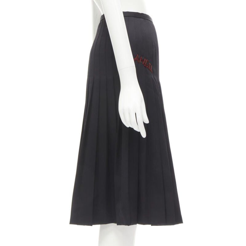 Dsquared2 DSQUARED2 red ANGEL embroidery black pleated flared knee length skirt IT38 XS Size 26" / US 2 / IT 38 - 4 Thumbnail