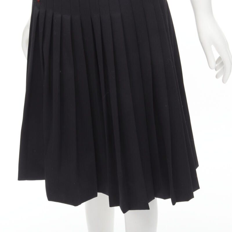 Dsquared2 DSQUARED2 red ANGEL embroidery black pleated flared knee length skirt IT38 XS Size 26" / US 2 / IT 38 - 7 Thumbnail