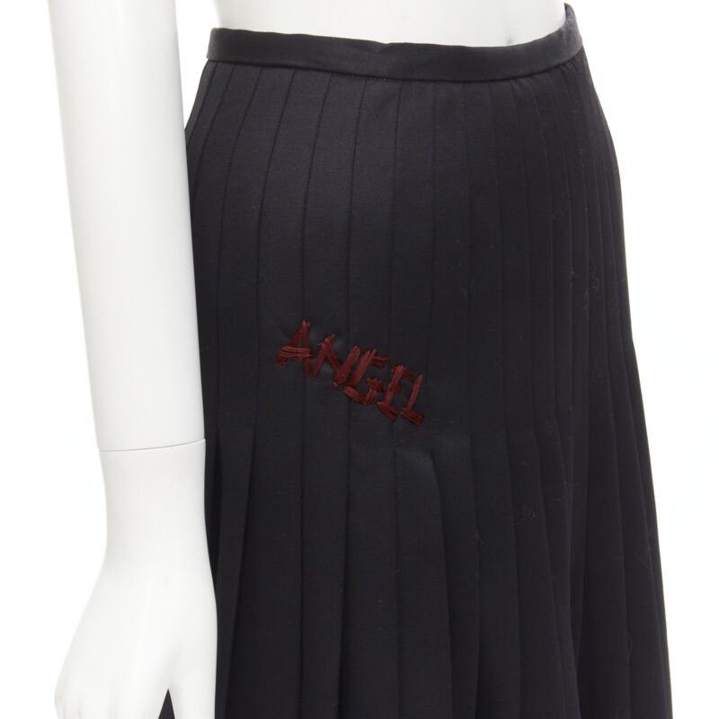 Dsquared2 DSQUARED2 red ANGEL embroidery black pleated flared knee length skirt IT38 XS Size 26" / US 2 / IT 38 - 2 Thumbnail