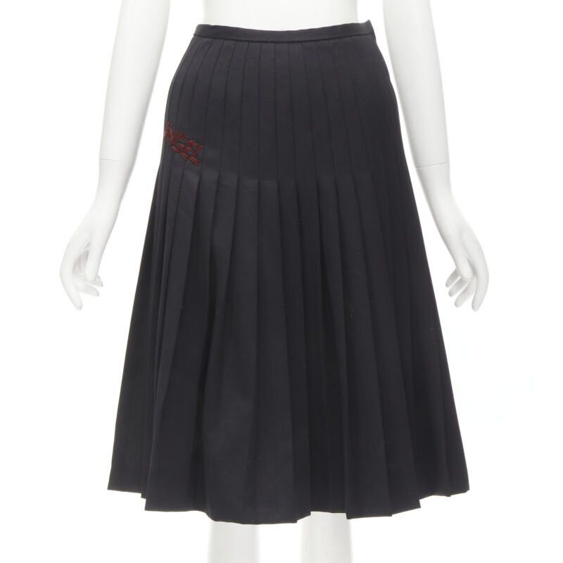 Dsquared2 DSQUARED2 red ANGEL embroidery black pleated flared knee length skirt IT38 XS Size 26" / US 2 / IT 38 - 3 Thumbnail